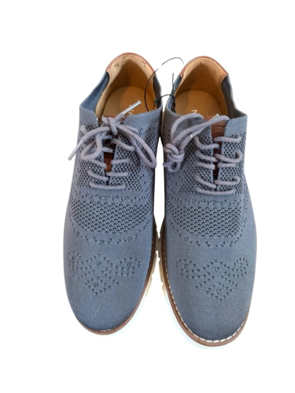 Men's Nautica Gray Knit Oxfords & Derbys Size 10 with Brown Accents